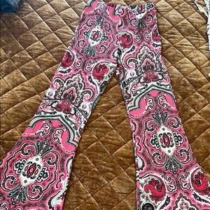 Free People Pink Paisley Flare Pants